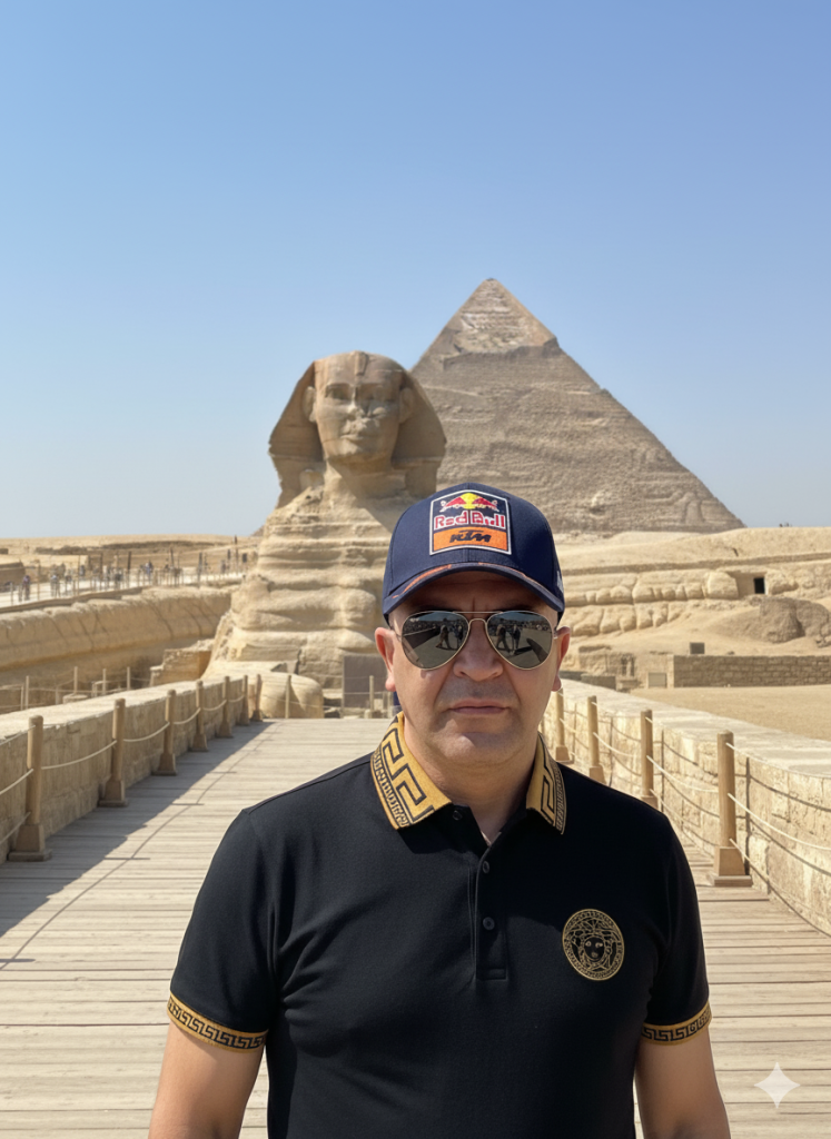 Bourbiza Mohamed in Egypt during international travel coverage